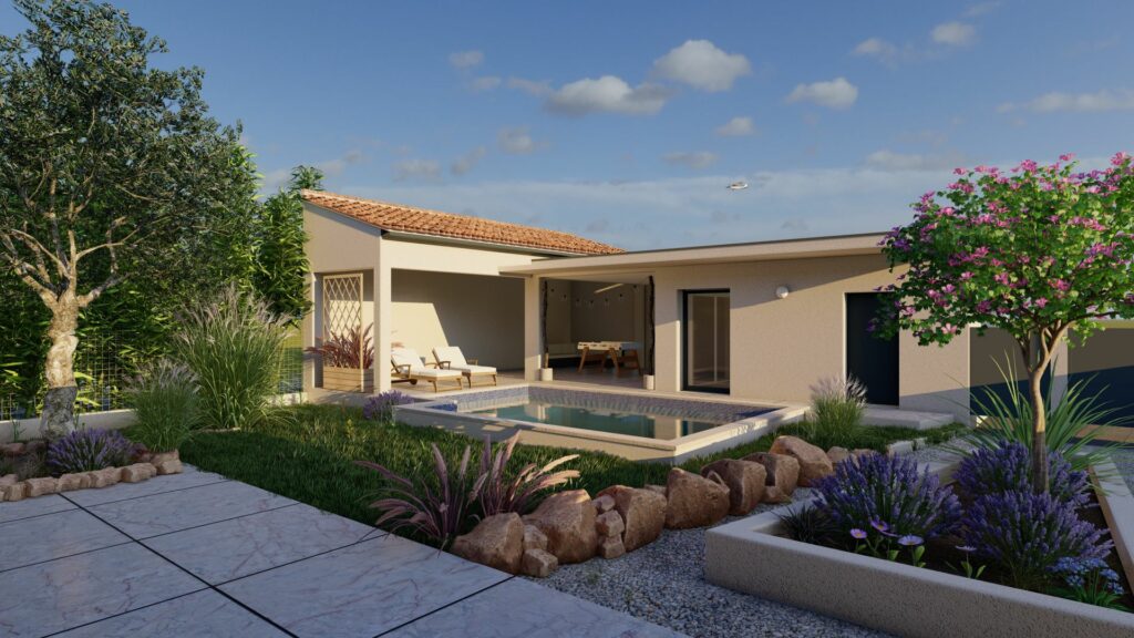 Studio indépendant avec piscine – projet dessiné par Soluplan, dessinatrice en architecture à Lunel-Viel (Hérault).