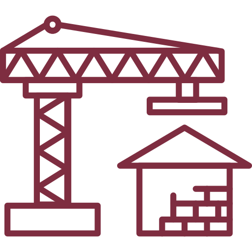 Icône de construction d'une maison représentant la prestation de permis de construire – Soluplan.