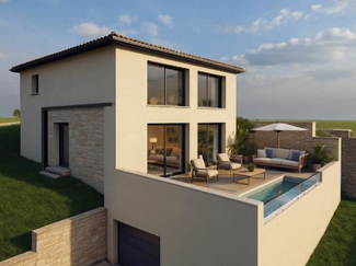 Maison moderne avec piscine – projet de permis de construire conçu par Soluplan, dessinatrice en architecture à Lunel (Hérault).