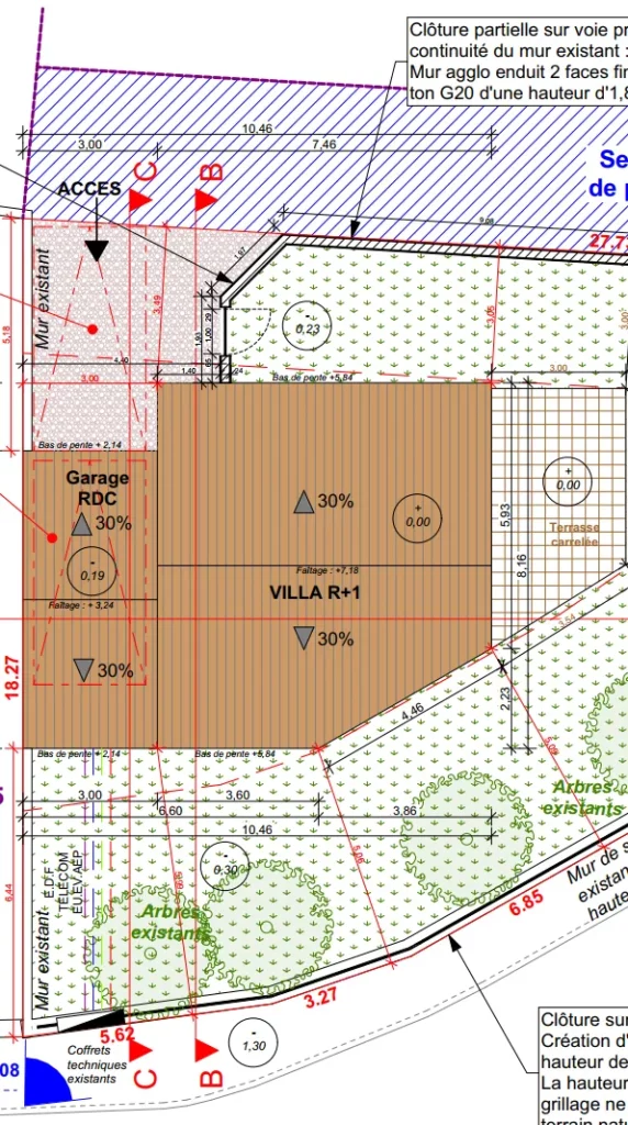 PCMI2 Plan de masse maison 90m² d'un permis de construire réalisé par Soluplan