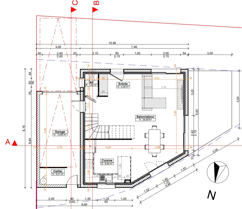 Plan RDC maison 90m² réalisé par Soluplan