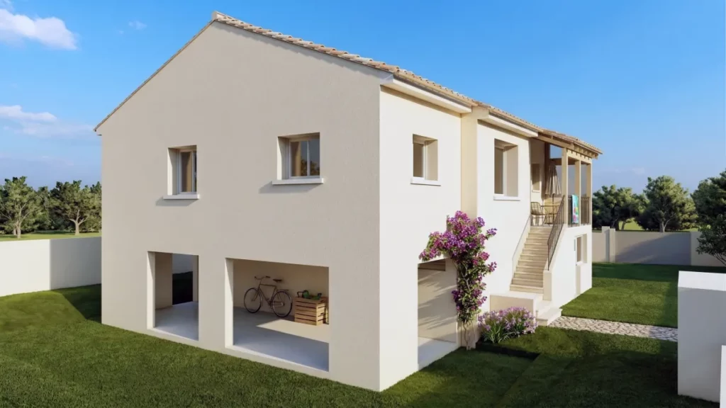 Vue 3D d'une extension de maison à Lunel, déclaration préalable réalisée par Soluplan