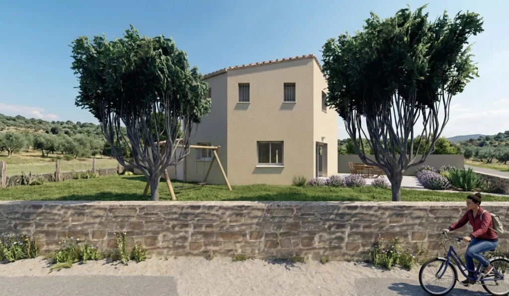 Vue 3D d'une maison 90m2 réalisée par Soluplan