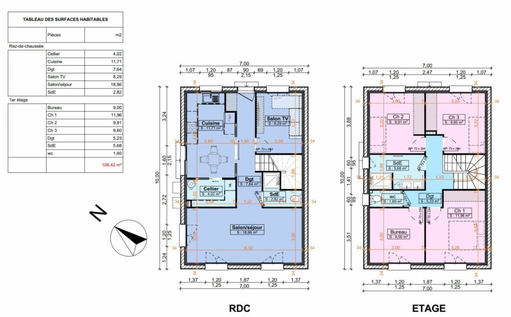 Esquisse 1 : plans du rez-de-chaussée et de l'étage de la maison de Saint-Just