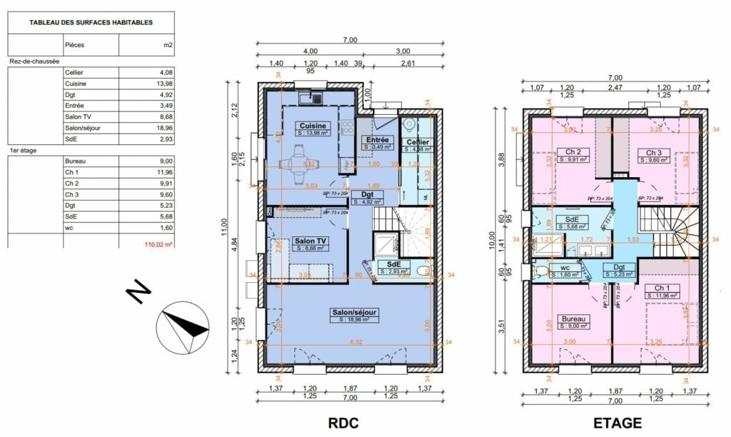 Esquisse 4 : plans quasi définitifs de la maison de Saint-Just