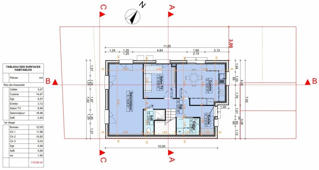Plan du rez-de-chaussée de la maison de Saint-Just dessiné par Soluplan